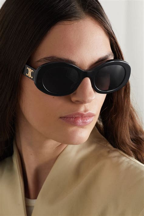 celine triomphe oval-frame acetate sunglasses|SUNGLASSES WOMEN .